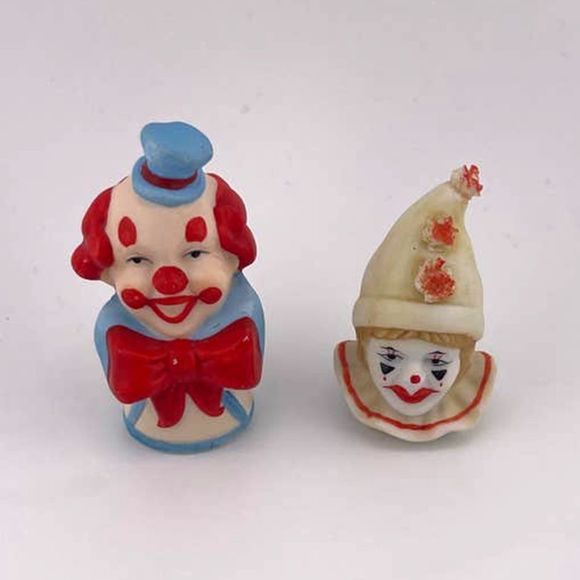 VTG Enesco Clown 2 Thimbles Musical Greensleeves 1984 1987 Faith Wick Porcelain - Picture 7 of 7